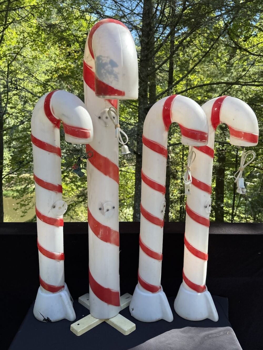 4 VTG 1970’s Empire Lighted Blow Mold Christmas Candy Cane W/ Cords